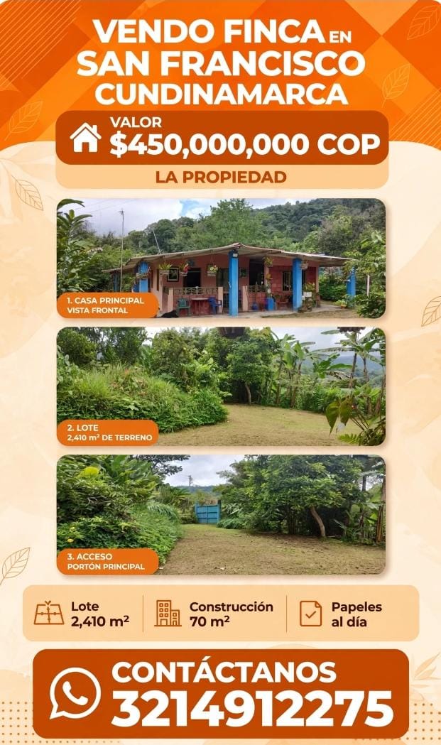 Vendo Finca Pequeña San Francisco De 2410 M2