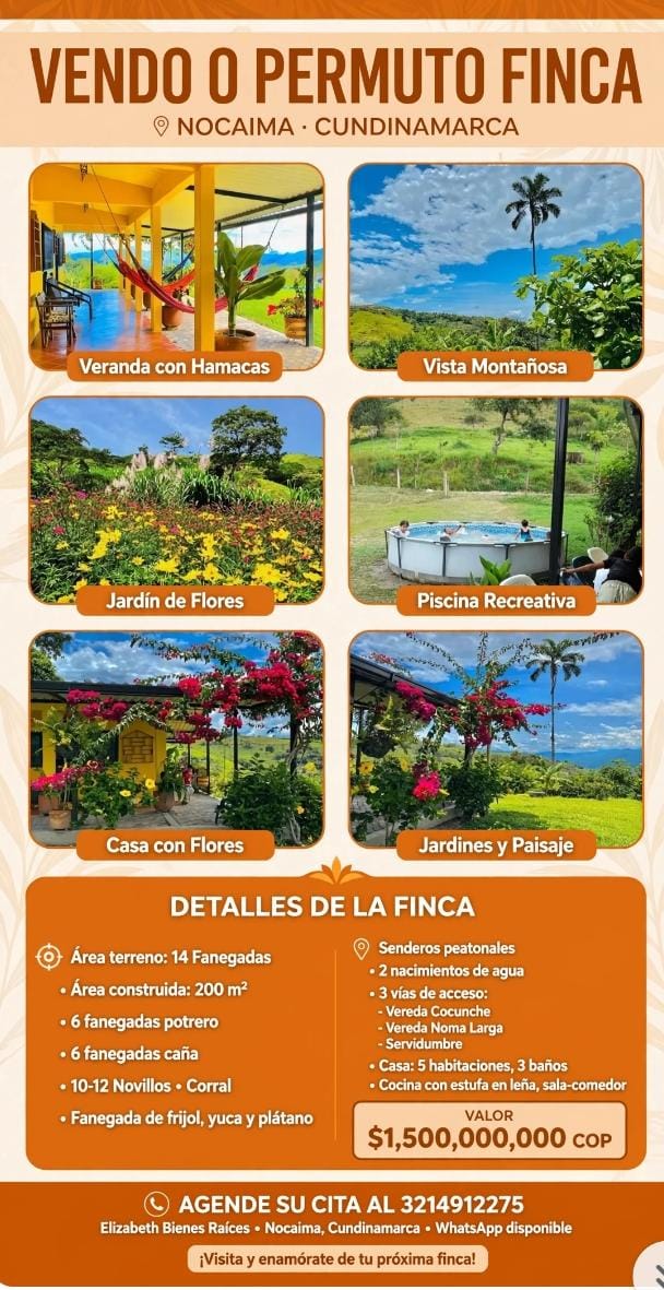 VENDO HERMOSA FINCA EN NOCAIMA CUNDINAMARCA 